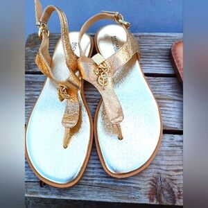 Michael Kors Gold T-Strap Sandals